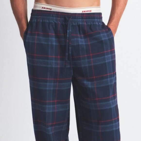 NWT Skims Mens Flannel Sleep Pant - Damson Laser Plaid - Large - Picture 1 of 4